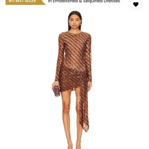 Camila Coelho Asymmetrical Brown Sequin Dress
